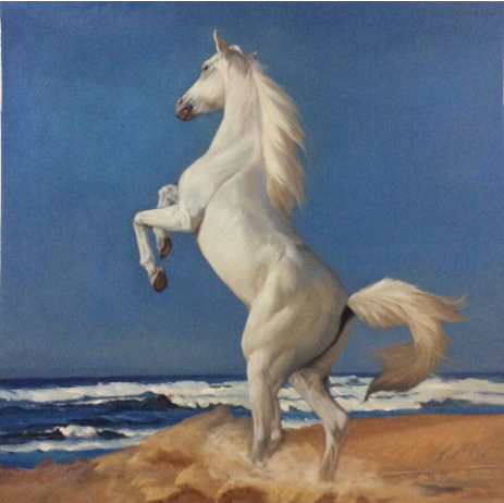 China Leaping Horse Animal Oil Painting