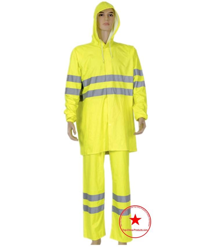 Heat Seal Raincoat with Reflective Tape for Workwear (CW-30005)