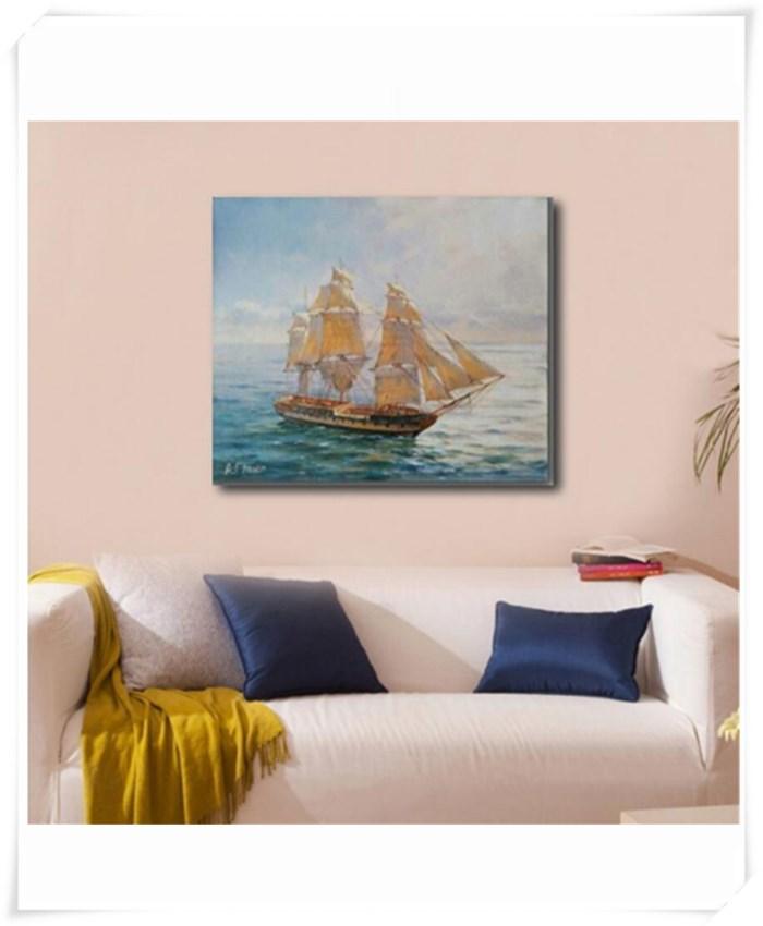 Sailboat Canvas Oil Painting for Wall Decoration
